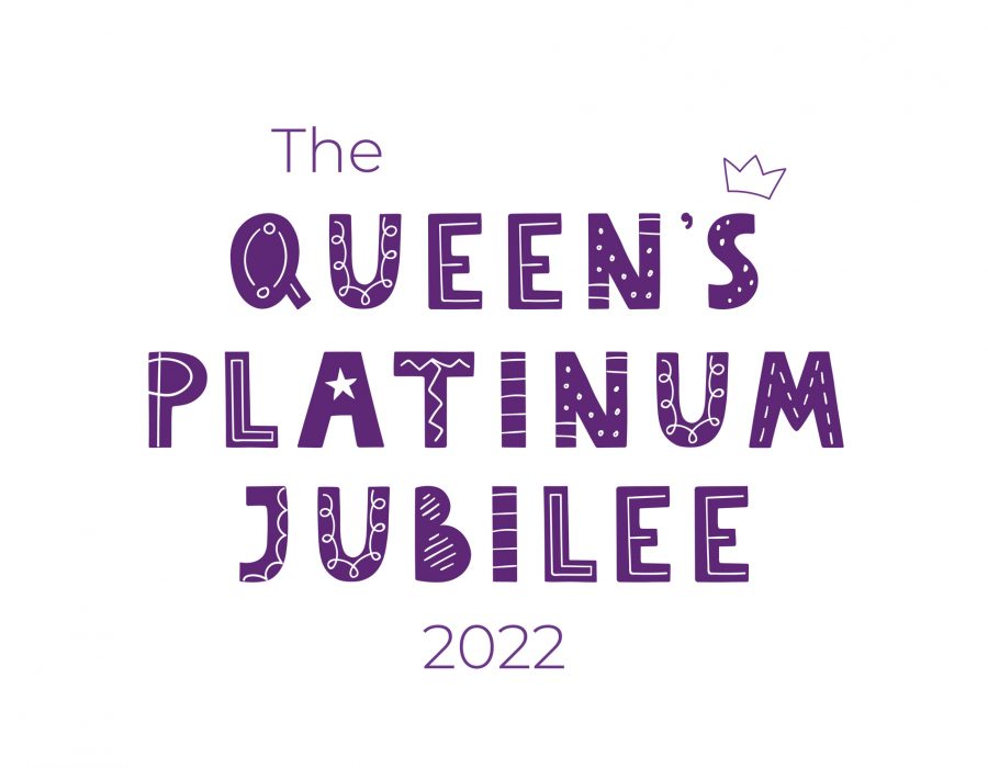The Queen's Platinum Jubilee. Celebration Queen Elizabeth. Hand-drawn lettering. Design for banner, greeting card, brochure and more.